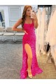 Discount Sleeveless Fuchsia Sheath Spaghetti Straps Prom Dress Canada