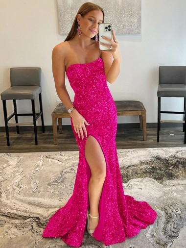 Discount Sleeveless Fuchsia Sheath Strapless Prom Dress Canada