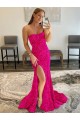 Discount Sleeveless Fuchsia Sheath Strapless Prom Dress Canada