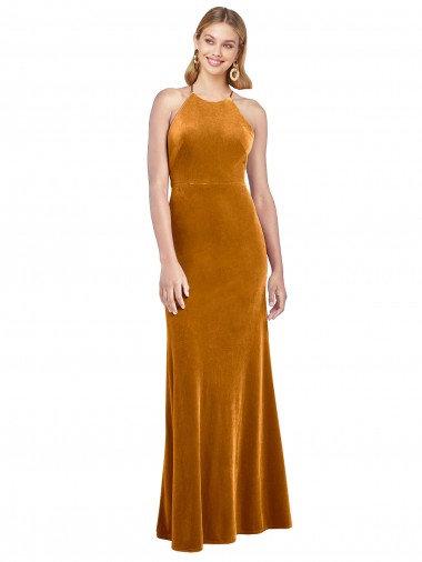 Discount Sleeveless Gold Criss Cross Open Back A-Line Halter Neck Prom Dress Canada