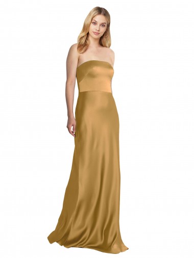 Discount Sleeveless Gold A-Line Strapless Prom Dress Canada