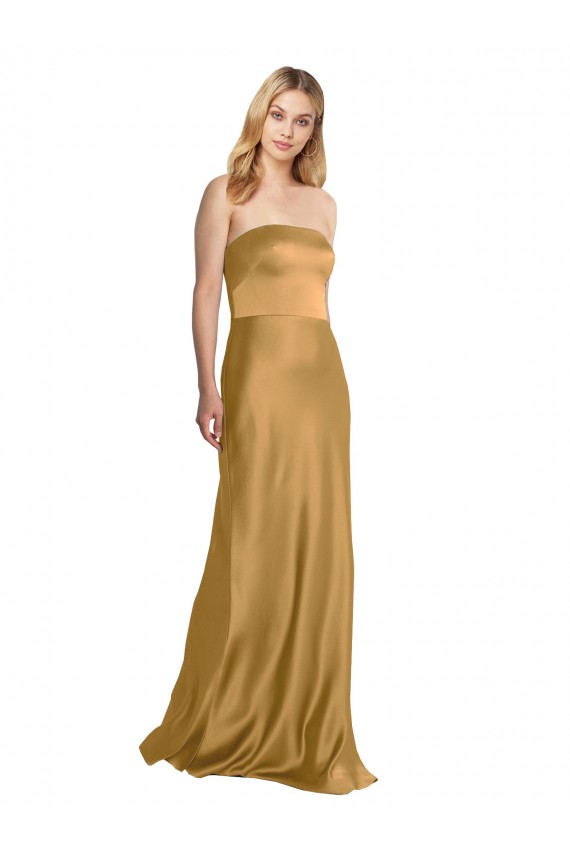Discount Sleeveless Gold A-Line Strapless Prom Dress Canada