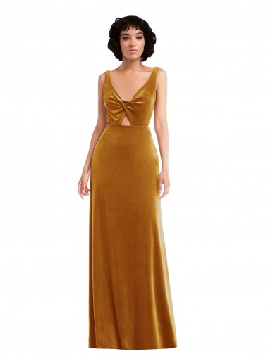 Discount Sleeveless Gold V-Back Trumpet V-Neck Prom Dress Canada