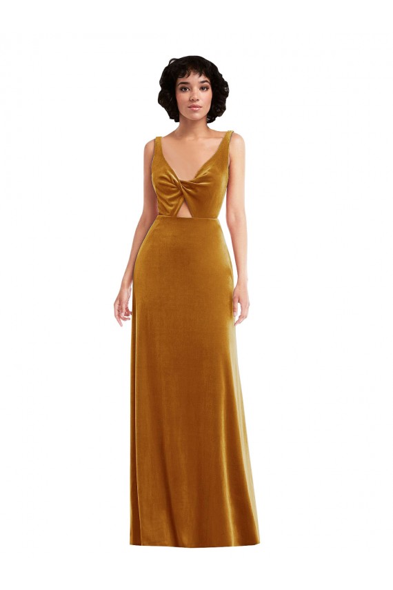 Discount Sleeveless Gold V-Back Trumpet V-Neck Prom Dress Canada