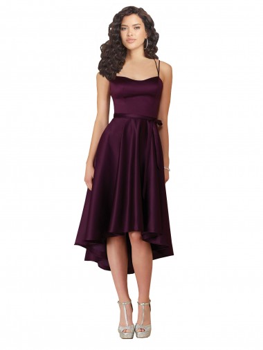 Discount Sleeveless Grape Criss Cross Back A-Line Sweetheart High Low Prom Dress Canada