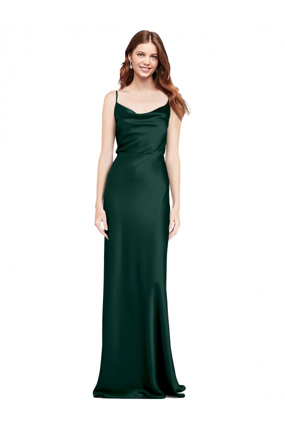 Discount Sleeveless Hunter V-Back Sheath Cowl Neck Black Tie Prom Dress Canada
