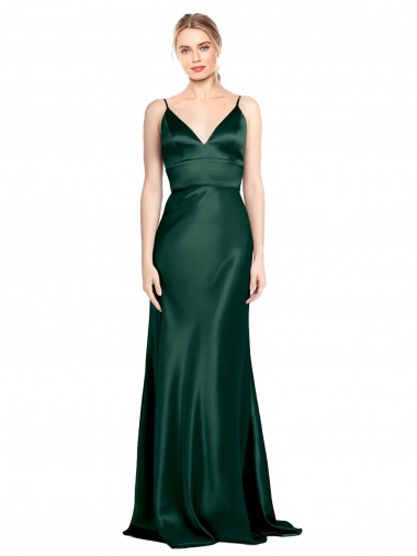 Discount Sleeveless Hunter V-Back Sheath Spaghetti Straps Prom Dress Canada