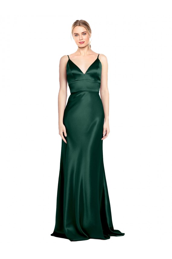 Discount Sleeveless Hunter V-Back Sheath Spaghetti Straps Prom Dress Canada