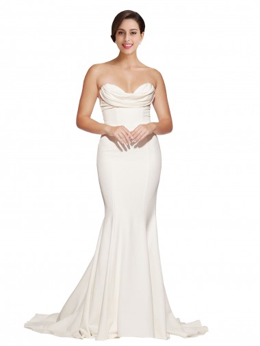 Discount Sleeveless Ivory Low Back Mermaid Cowl Neck Prom Dress Canada