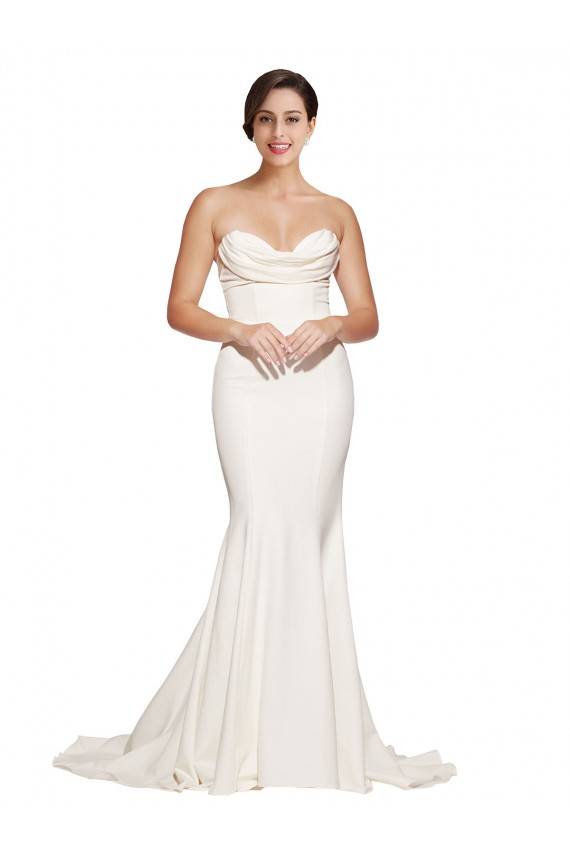 Discount Sleeveless Ivory Low Back Mermaid Cowl Neck Prom Dress Canada