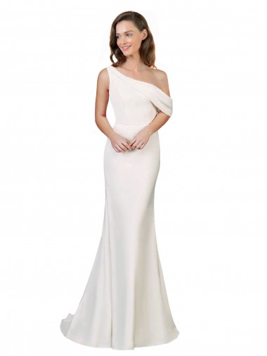Discount Sleeveless Ivory Sheath Stretch Crepe One Shoulder Prom Dress Canada