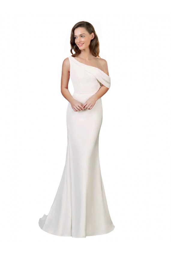 Discount Sleeveless Ivory Sheath Stretch Crepe One Shoulder Prom Dress Canada