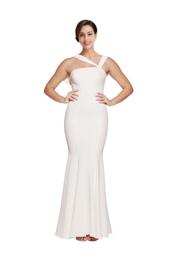 Discount Sleeveless Ivory Low Back Sheath Square Neck Stretch Crepe Prom Dress Canada