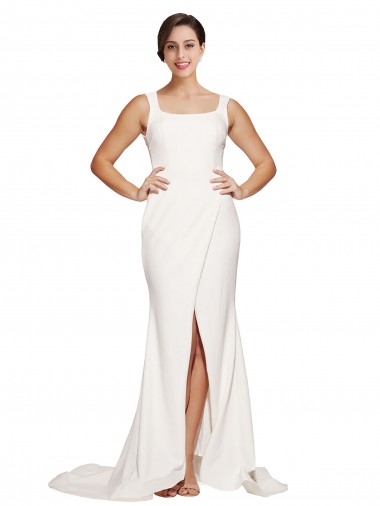Discount Sleeveless Ivory Low Back Sheath Square Neck Prom Dress Canada