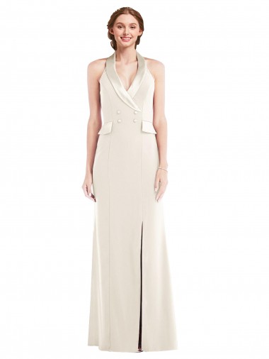 Discount Sleeveless Ivory Low Back Trumpet Halter Neck Prom Dress Canada