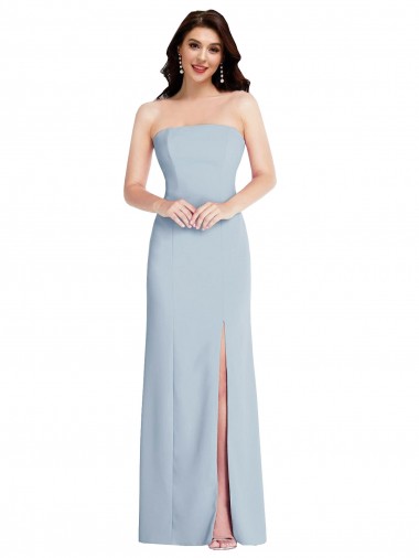 Discount Sleeveless Light Sky Blue Low Back A-Line Strapless Stretch Crepe Prom Dress Canada