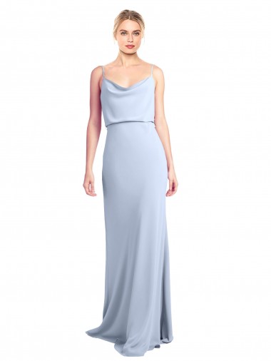 Discount Sleeveless Light Sky Blue V-Back Sheath Cowl Neck Prom Dress Canada