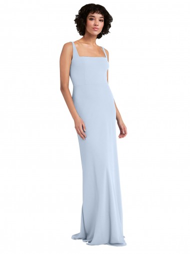 Discount Sleeveless Light Sky Blue Sheath Square Neck Prom Dress Canada