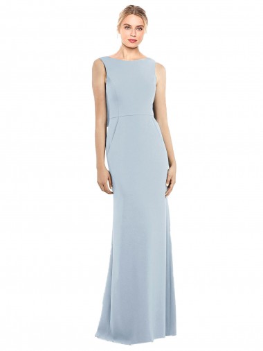 Discount Sleeveless Light Sky Blue Low Back Trumpet Bateau Neck Prom Dress Canada