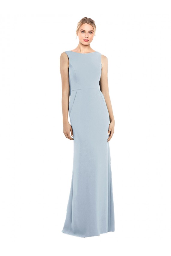 Discount Sleeveless Light Sky Blue Low Back Trumpet Bateau Neck Prom Dress Canada