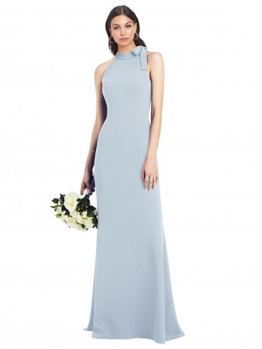 Discount Sleeveless Light Sky Blue Open Back Trumpet Bow Neck Prom Dress Canada