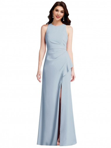 Discount Sleeveless Light Sky Blue Trumpet Halter Neck Prom Dress Canada