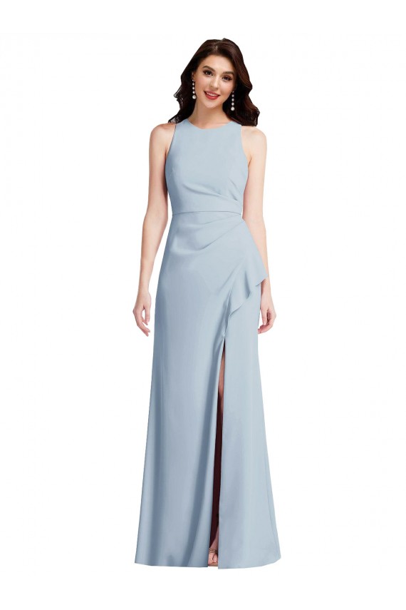 Discount Sleeveless Light Sky Blue Trumpet Halter Neck Prom Dress Canada
