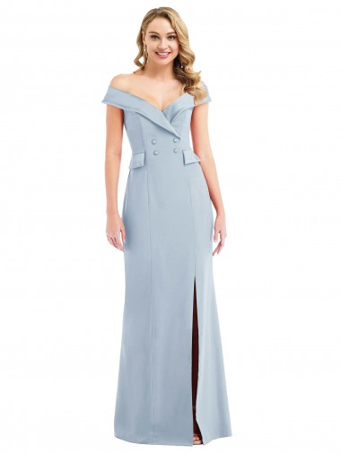 Discount Sleeveless Light Sky Blue Long Trumpet Off the Shoulder Stretch Crepe Prom Dress Canada