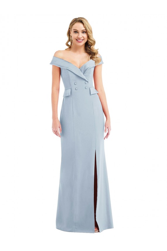 Discount Sleeveless Light Sky Blue Long Trumpet Off the Shoulder Stretch Crepe Prom Dress Canada