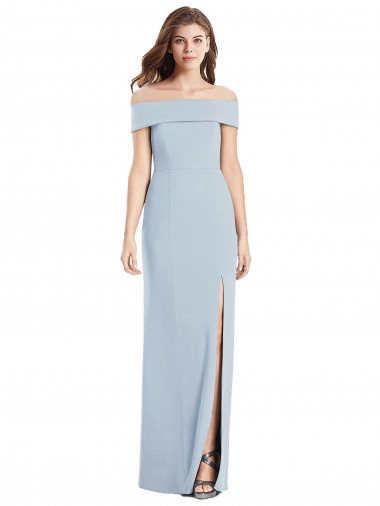 Discount Sleeveless Light Sky Blue Trumpet Off the Shoulder Stretch Crepe Prom Dress Canada