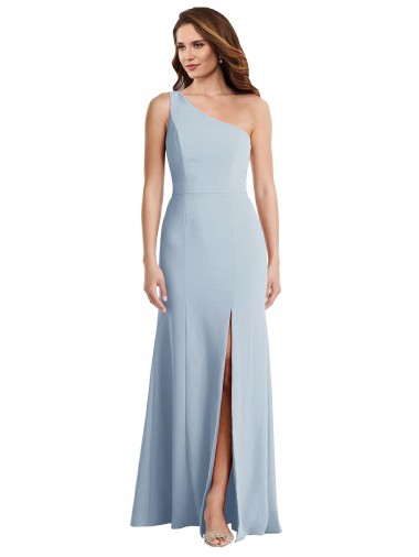 Discount Sleeveless Light Sky Blue Trumpet One Shoulder Stretch Crepe Prom Dress Canada