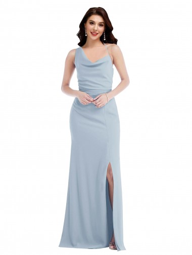 Discount Sleeveless Light Sky Blue Long Trumpet One Shoulder Stretch Crepe Prom Dress Canada