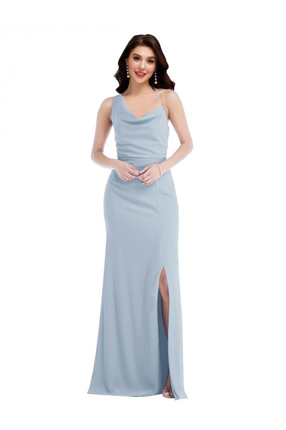 Discount Sleeveless Light Sky Blue Long Trumpet One Shoulder Stretch Crepe Prom Dress Canada