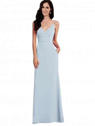 Discount Sleeveless Light Sky Blue V-Back Trumpet Spaghetti Straps Prom Dress Canada