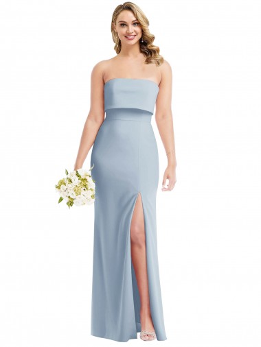 Discount Sleeveless Light Sky Blue Low Back Trumpet Strapless Stretch Crepe Prom Dress Canada