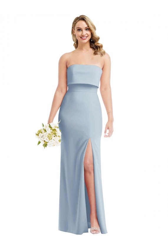 Discount Sleeveless Light Sky Blue Low Back Trumpet Strapless Stretch Crepe Prom Dress Canada