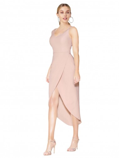 Discount Sleeveless Mauve V-Back Mermaid Spaghetti Straps High Low Prom Dress Canada