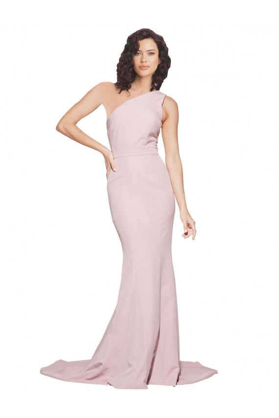 Discount Sleeveless Mauve Sheath One Shoulder Stretch Crepe Prom Dress Canada