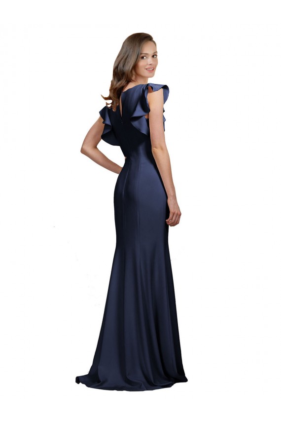Discount Sleeveless Dark Navy Keyhole Back Mermaid Bateau Neck Prom Dress Canada
