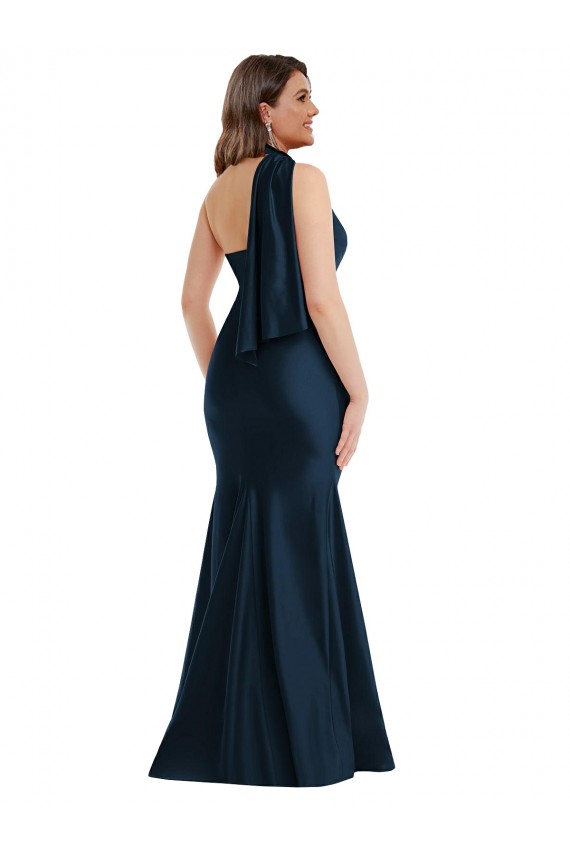 Discount Sleeveless Dark Navy Mermaid One Shoulder Plus Size Formal Prom Dress Canada