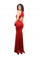 Discount Sleeveless Red Keyhole Back Mermaid Halter Neck Prom Dress Canada