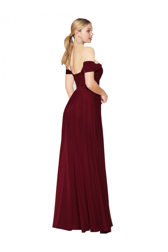 Discount Sleeveless Burgundy Mermaid Off the Shoulder Prom Dress Canada