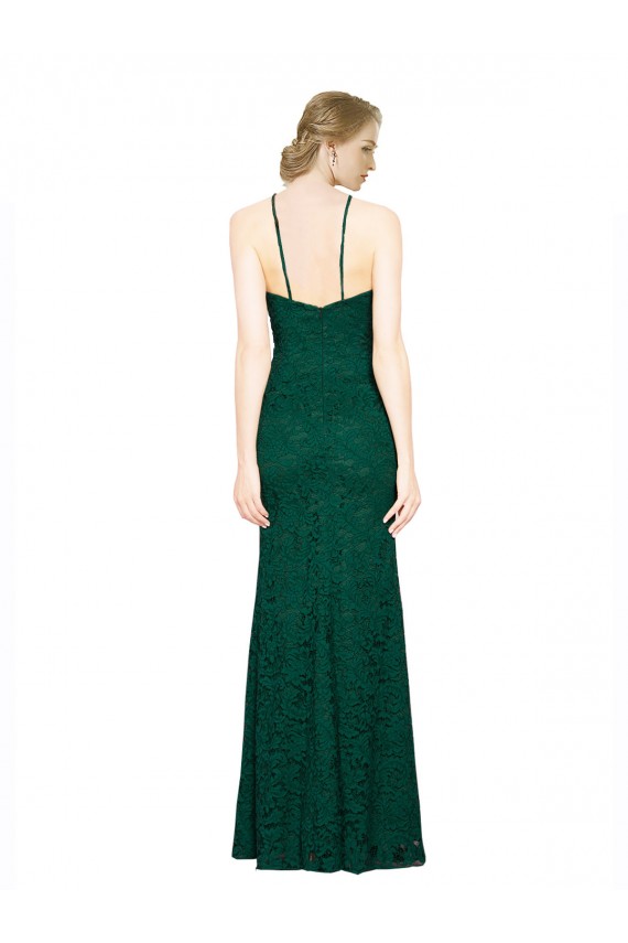 Discount Sleeveless Dark Green Low Back Mermaid Halter Neck Prom Dress Canada