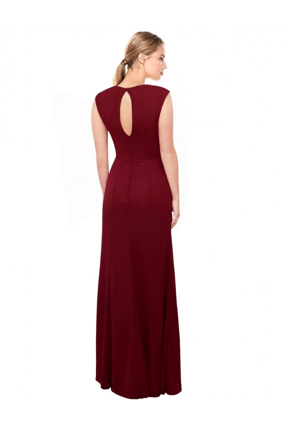 Discount Sleeveless Burgundy Keyhole Back Mermaid V-Neck Prom Dress Canada