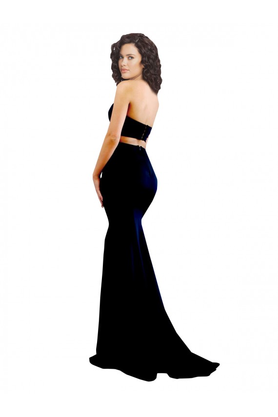 Discount Sleeveless Black Low Back Mermaid High Neck Stretch Crepe Prom Dress Canada