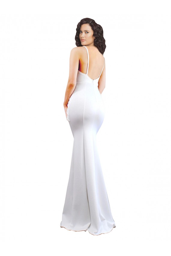 Discount Sleeveless White Low Back Mermaid Spaghetti Straps Black Tie Prom Dress Canada