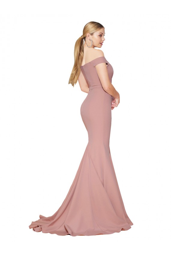 Discount Sleeveless Dusty Pink Mermaid High Neck Stretch Crepe Prom Dress Canada