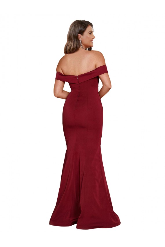 Discount Sleeveless Burgundy Mermaid Off the Shoulder Plus Size Formal Prom Dress Canada