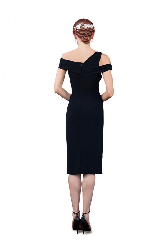 Discount Sleeveless Dark Navy Mermaid Stretch Crepe Off the Shoulder Prom Dress Canada