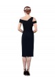 Discount Sleeveless Dark Navy Mermaid Stretch Crepe Off the Shoulder Prom Dress Canada